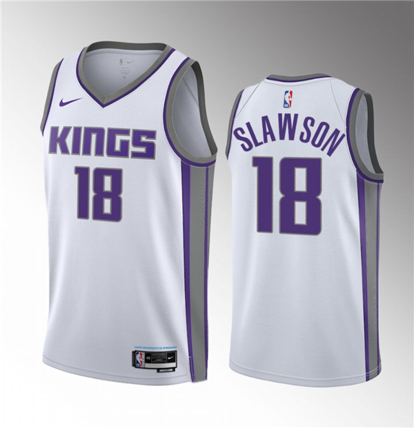 Men's Sacramento Kings #18 Jalen Slawson White 2023 Draft Association Edition Stitched Jersey